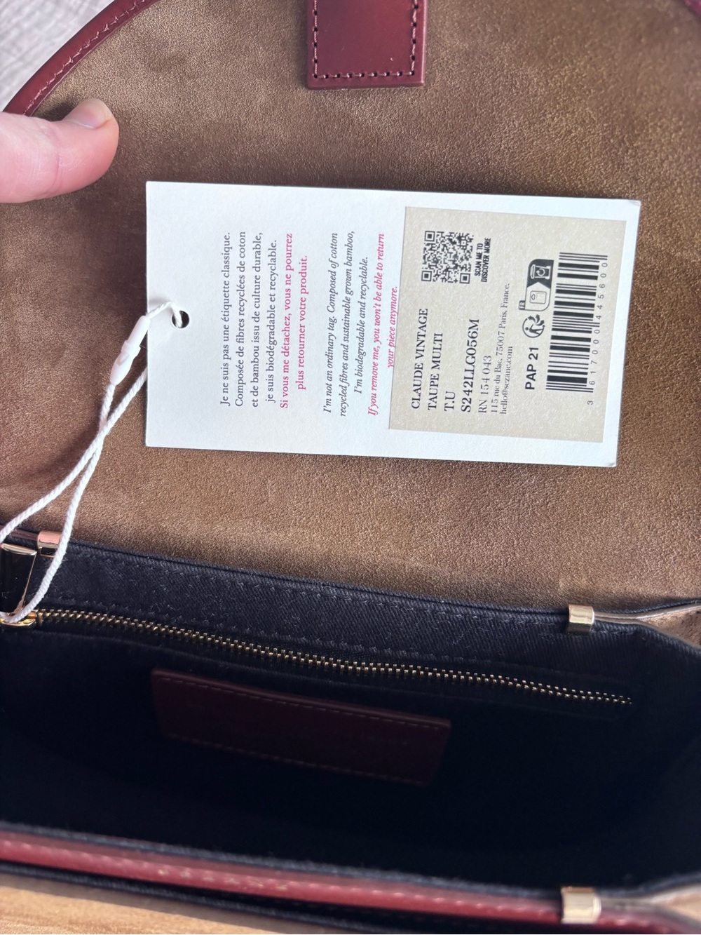 NWT Sézane Claude Vintage Bag in Multi Taupe - Picture 8 of 10